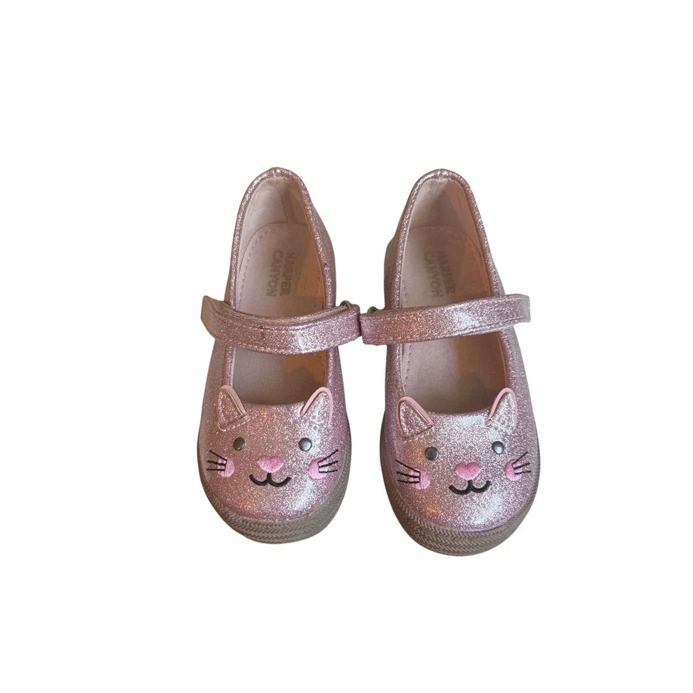 Harper Canyon Toddler Girls Pink Glitter Kitty Cat Mary Jane Flats Size 7